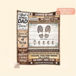 personalized stepped up dad blanket, custom gift for step father, father's day gift for husband, best gift for step dad,