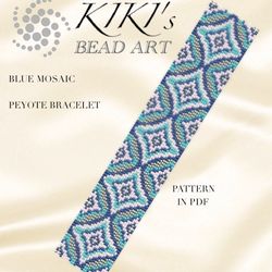 peyote pattern peyote bracelet pattern blue mosaic peyote pattern design 3 drop peyote in pdf instant download diy
