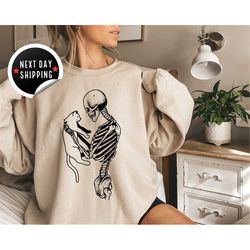skeleton sweatshirt,skeleton and cat hoodie,gifts for cat lovers shirts,skeleton love,cat lady,cat mom,cat clothing,cat