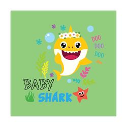 yellow baby shark with headband svg, baby shark doo doo doo svg