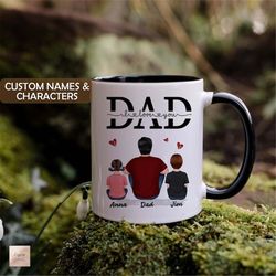 personalized dad mug, custom daddy mug with kids names, father's day gift from daughter & son, 2023 fathers day mug, 11o