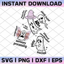 ghost friends ot scope occupational therapy svg, ghost friends speech scope svg, slp shirt, halloween speech svg, slp