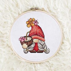 Gnome Cross stitch pattern PDF, Summer Gnome Counted Cross Stitch, Cute Gnome Embroidery Instant Download File, Wall Dec