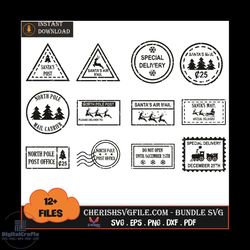 12 files stamps santa christmas bundle svg, christmas svg, sleigh bunfle svg