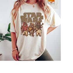funny star wars wicket ewoks endor group retro shirt, galaxy's edge holiday shirt family birthday gift adult toddler tee