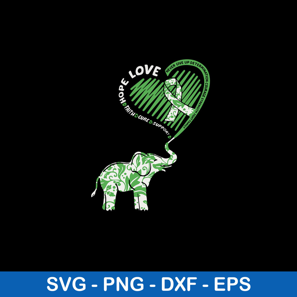 Cute Elephant With Heart Kidney Disease Awareness Svg, Elephant Svg, Png Dxf Eps File.jpeg