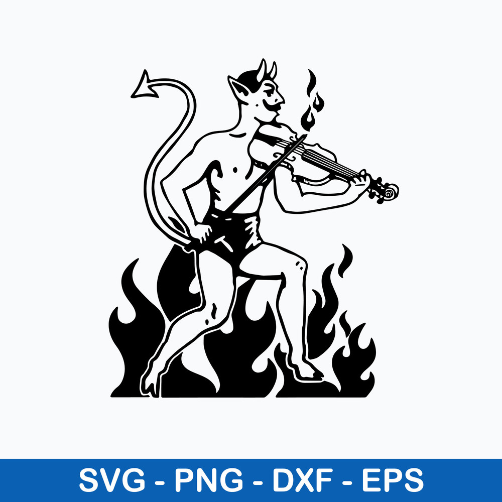 Devil Playing Fiddle Svg, Devil Svg, Png Dxf Eps File.jpeg