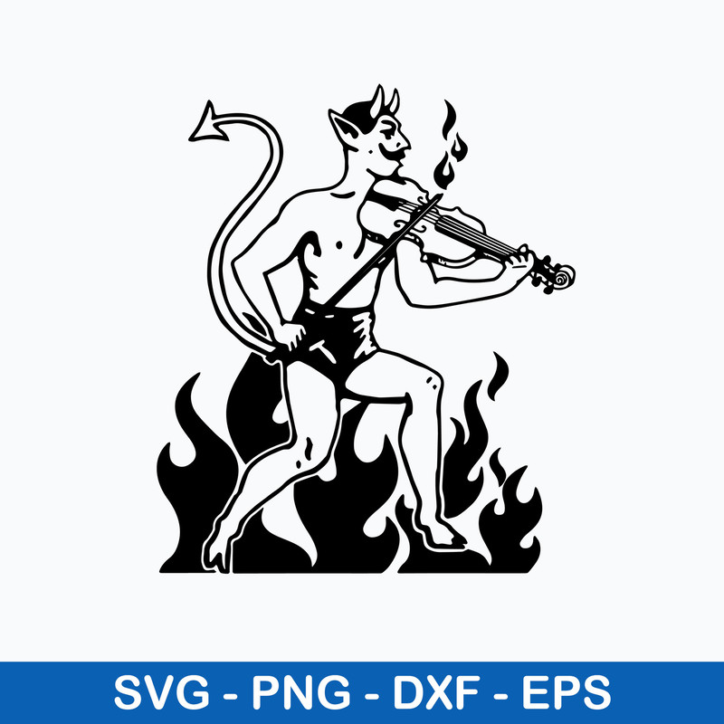 Devil Playing Fiddle Svg, Devil Svg, Png Dxf Eps File.jpeg