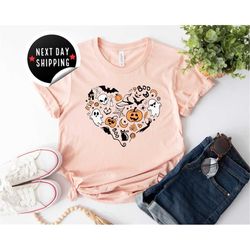 doodles heart halloween shirt, pumpkin halloween t-shirt, funny halloween shirt, halloween t-shirt, doodles t-shirt,t, g