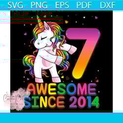 7 years old unicorn flossing svg, birthday svg, 7th birthday girl unicorn party svg