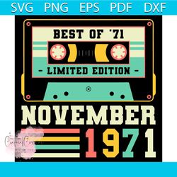 50th birthday november vintage 1971 svg, birthday svg, 71 svg, cassette svg