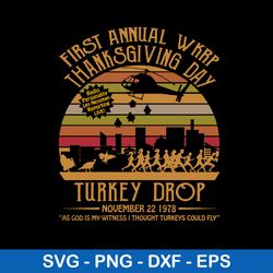 first annual wkrp thanks giving day turkey drop svg, png dxf eps file