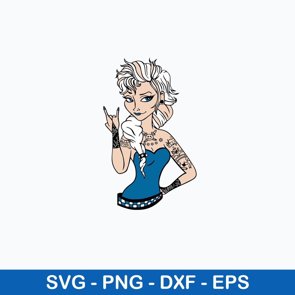 Frozen Elsa Princess Tattoo Svg, Frozen Elsa Svg, Princces, Disney Svg, Png Dxf Eps File.jpeg