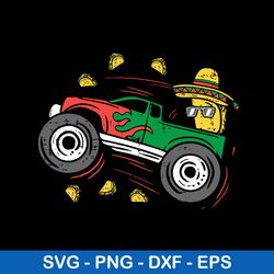 funny taco driving monster truck svg, monster truck svg, png dxf eps file