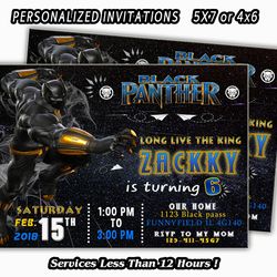 Black Panther Invitation, Black Panther Invite, Black Panther Party Invitations, Personalized Invitation