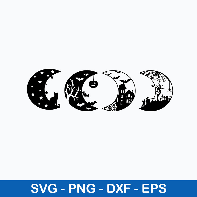 Halloween Moon Scenes Svg, Haunted Moon Svg, Moon Scary Svg, png Dxf Eps File.jpeg
