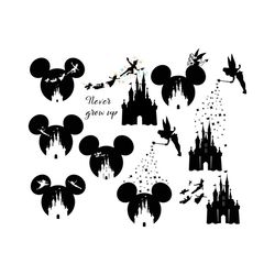 tinkerbell peter pan castles mickey bundle svg, disney svg, tinkerbell svg