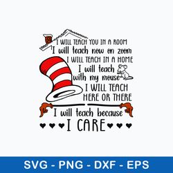 i will teach you in a room i will teach now on zoom svg, cat in the hat svg, dr seuss svg, png dxf eps file
