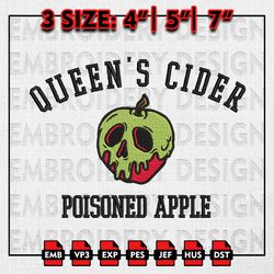 Queen's Cider Embroidery files, Halloween Embroidery Designs, Poisoned Apple Machine Embroidery Files, Horror Halloween