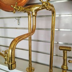 unlacquered brass - kitchen faucet - sink faucet - bridge faucet - brass kitchen faucet - farmhouse faucet - unlacquered