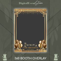 360 photobooth overlay gold birthday 360 custom template overlay 360 balloons bday selfie 360 wedding videobooth overlay