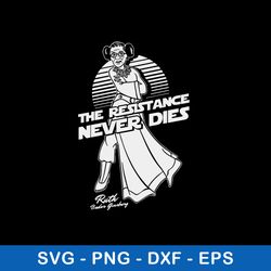 leia organa rbg the resistance never dies ruth bader giusburg svg, png dxf eps file