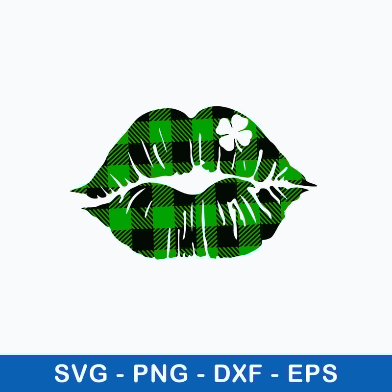 Lips with Clover Svg, Lip Svg, Png Dxf Eps File.jpeg