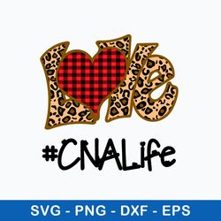 love cna life svg, love leopard svg, png dxf eps file
