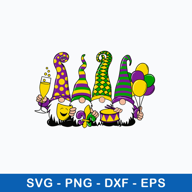 Mardi Gras Gnomes Svg, Gnome Svg, Png Dxf Eps File.jpeg