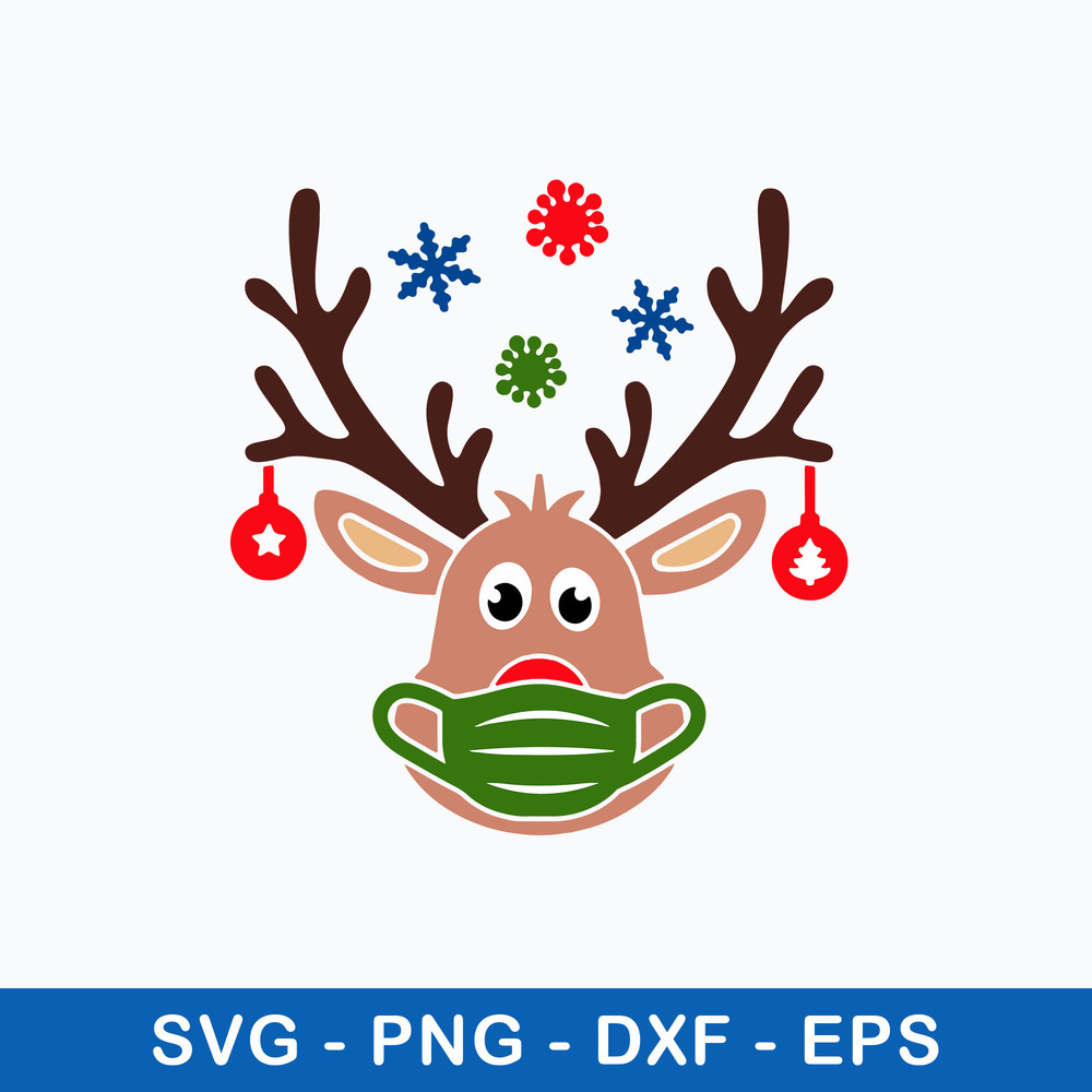 Masked Reindeer 2021 Svg, Christmas Svg, Png Dxf Eps File.jpeg