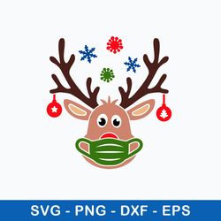 masked reindeer 2021 svg, christmas svg, png dxf eps file