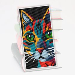 Cute bookmark cross stitch pattern Cat, Counted cross stitch, Bookmark embroidery, Modern cross stitch pattern