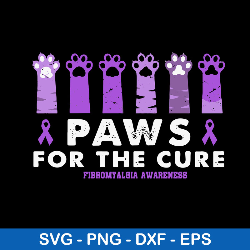 Paws For The Cure Fibromyalgia Awareness Svg, Fibromyalgia Awareness Svg, Png Dxf Eps Digital File.jpeg