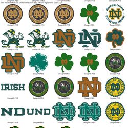Collection COLLEGE SPORTS NOTRE DAME FIGHTING IRISH  LOGO'S Embroidery Machine Designs