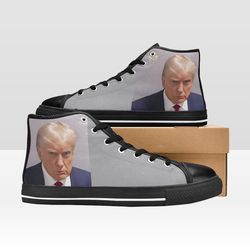 Trump Mugshot Shoes, High-Top Sneakers, Handmade Footwear