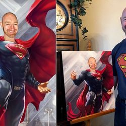 superman portrait, custom super hero portrait, spiderman portrait, superman poster,   personalized superhero portrait