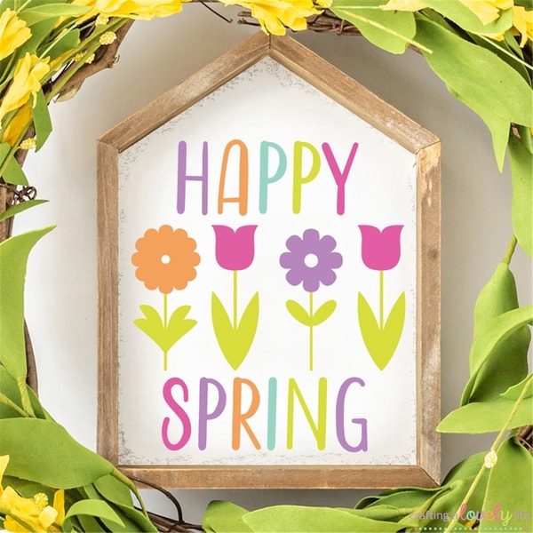 Happy Spring Sign Cute Happy Spring svg, Spring sign svg, Spring door sign svg, Eas | Inspire ...