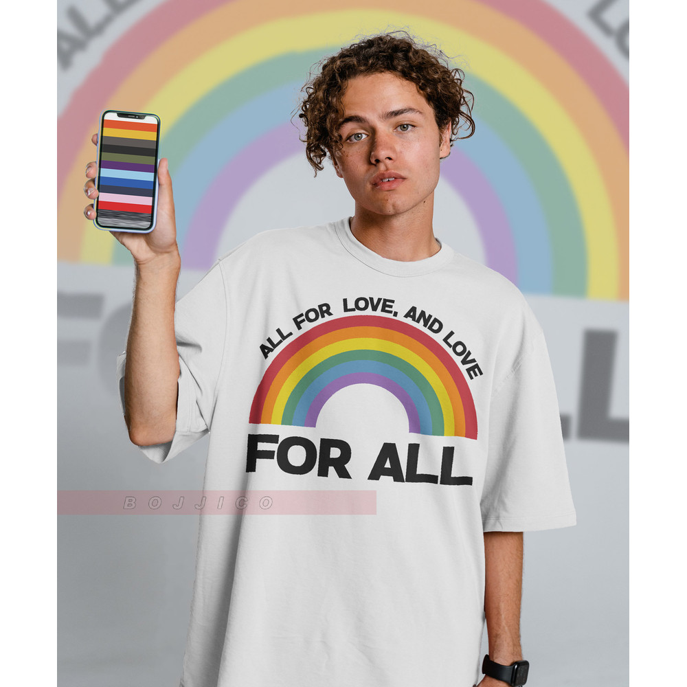 All For Love And LOve For All Unisex Shirts, PRIDE Months Shirts Human's Right, Funny LGBT T-Shirt, LGBT Gay Pride, Pride Love Symbol Shirt - 2.jpg