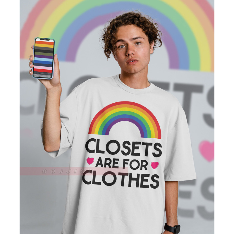 Closets Are FOr Cloths Unisex Shirts, LGBTQ+ Unisex T-Shirt Human's Right, Funny LGBT T-Shirt, Gay Pride Gift, Pride Rainbow Symbol Shirt - 2.jpg