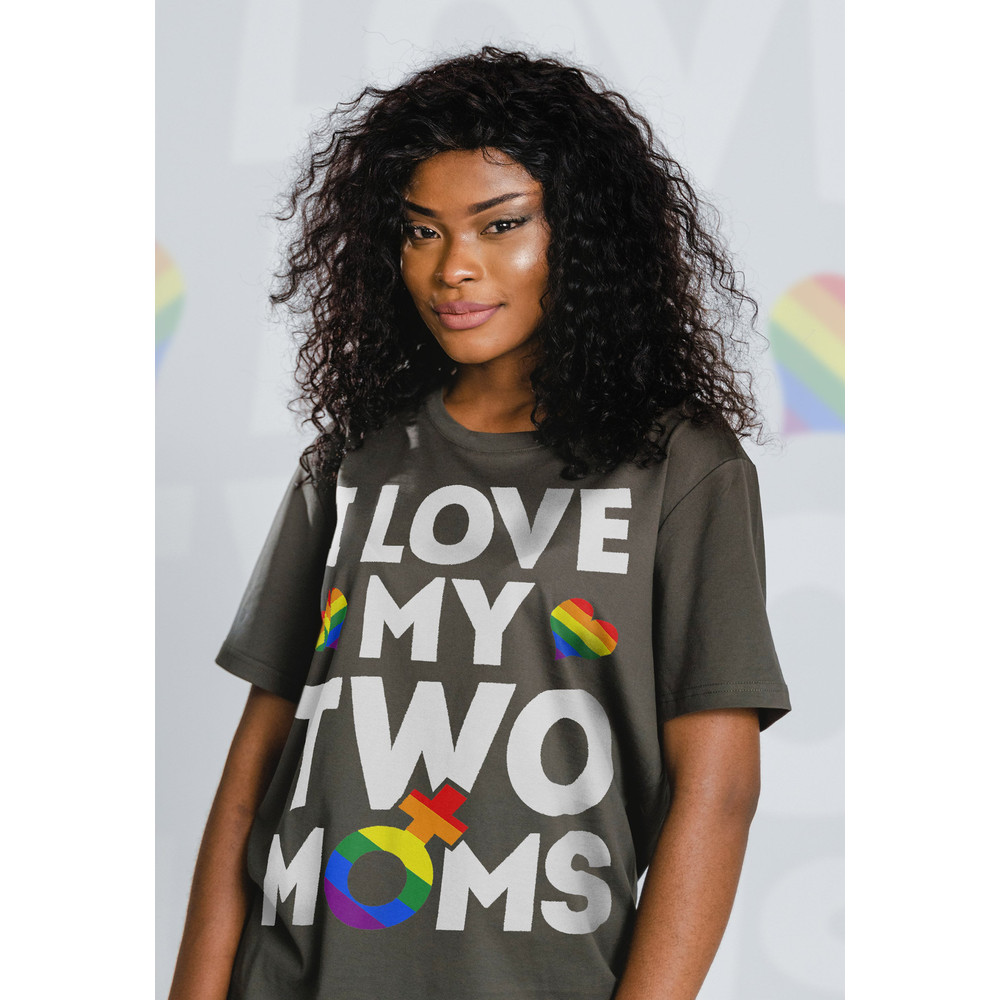 I Love My Two Moms Unisex Shirts, Lesbian, LGBTQ+  Unisex T-Shirt  Human's Right, Funny LGBT T-Shirt, Gay Pride Gift, Pride Rainbow  Shirt - 3.jpg