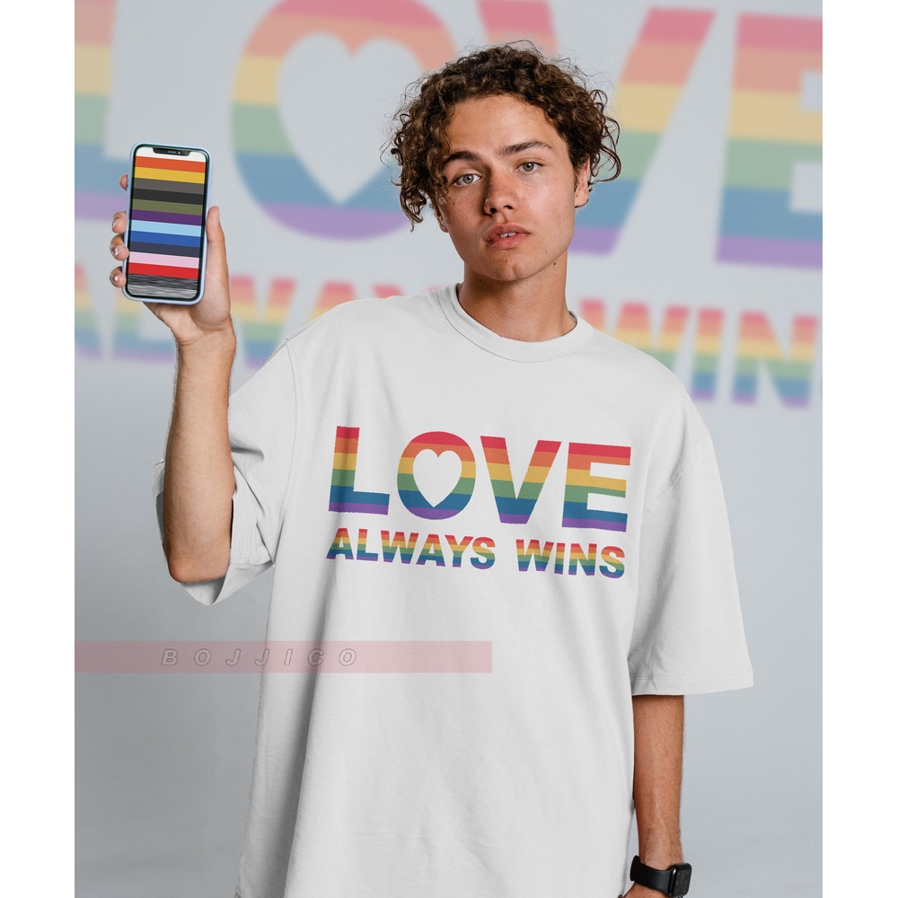 Love Always Wins Unisex Shirts, PRIDE Months Shirts Human's Right, Funny LGBT T-Shirt, LGBT Gay Pride, Pride Rainbow Love Symbol Shirt - 2.jpg