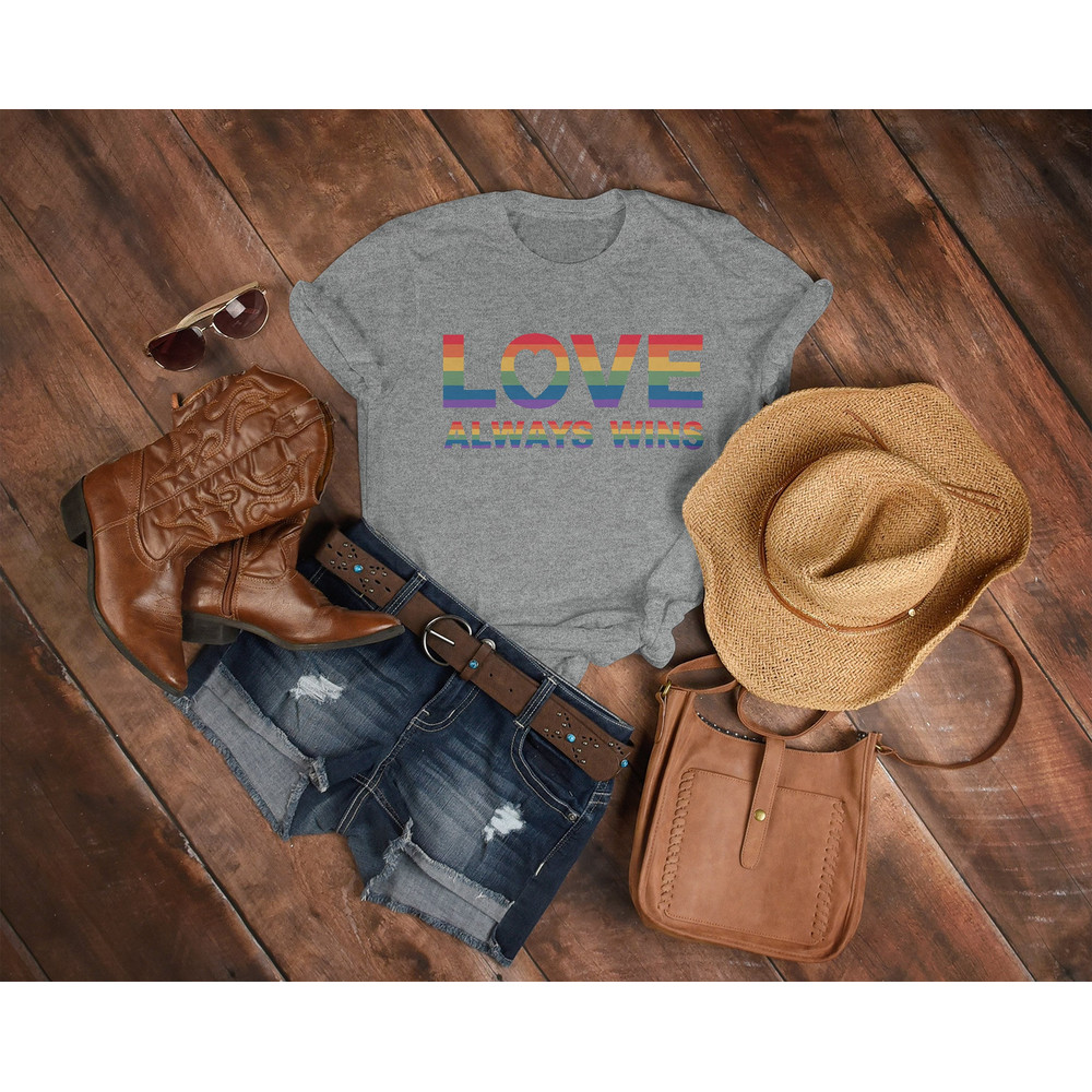 Love Always Wins Unisex Shirts, PRIDE Months Shirts Human's Right, Funny LGBT T-Shirt, LGBT Gay Pride, Pride Rainbow Love Symbol Shirt - 4.jpg