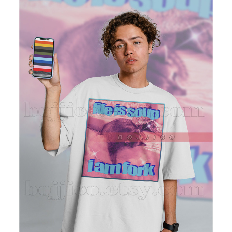 Life Is Soup I Am Fork Raccoon Meme, Opossums Lover Shirt, Possums Shirt, Opossums Meme, Eat Trash Possum Tee, Raccoon Tanuki Shirt - 2.jpg