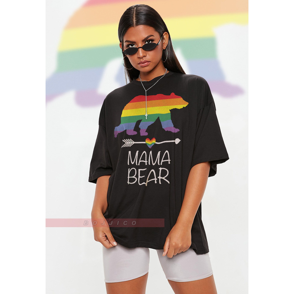 Mama Bear Unisex Shirts PRIDE Months Shirts Human's Right, Funny LGBT T-Shirt, LGBT Gay Pride, Pride Rainbow Love Symbol Shirt - 1.jpg