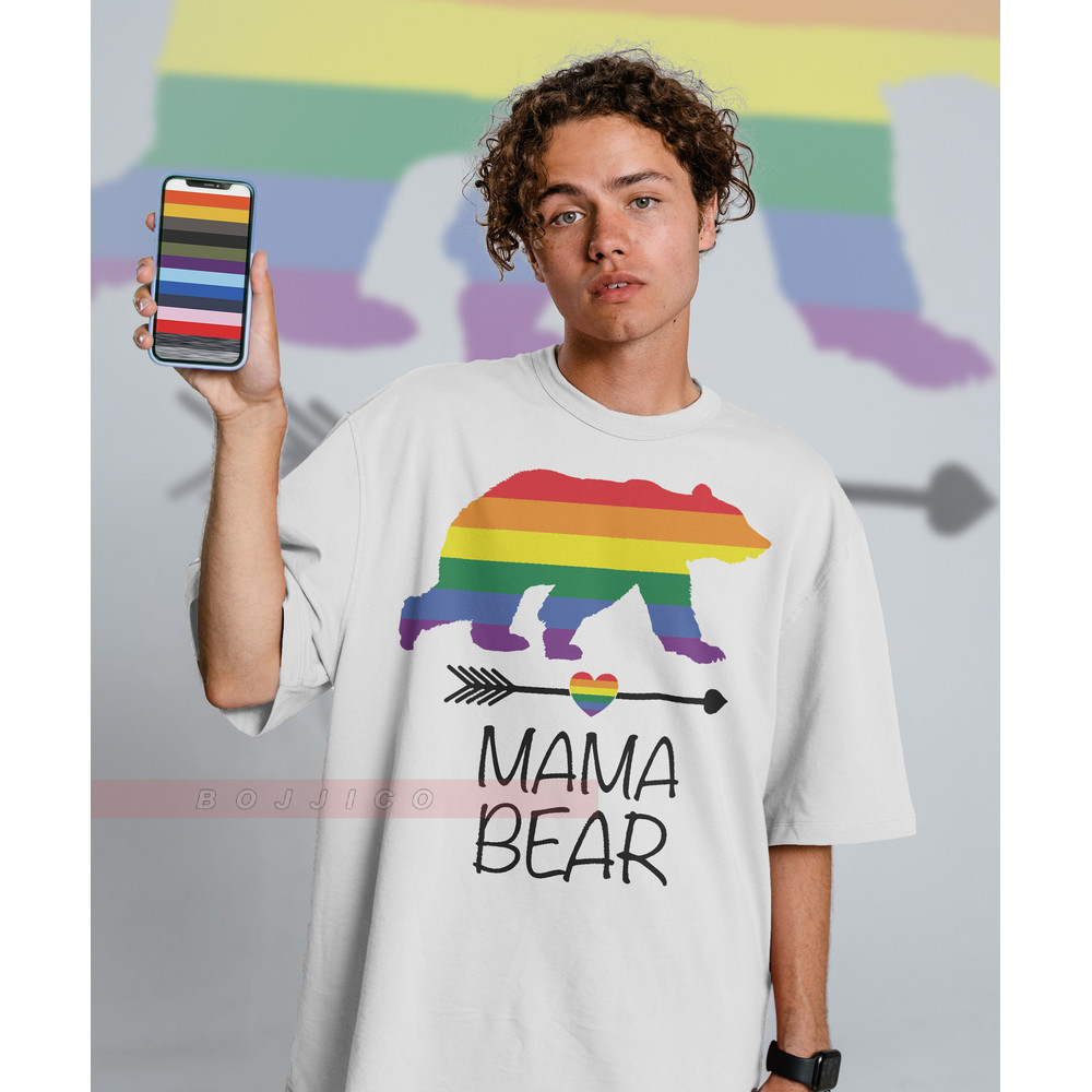 Mama Bear Unisex Shirts PRIDE Months Shirts Human's Right, Funny LGBT T-Shirt, LGBT Gay Pride, Pride Rainbow Love Symbol Shirt - 2.jpg