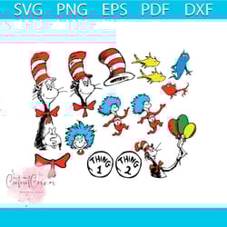 dr seuss bundle svg, dr seuss svg, seuss svg, dr seuss gifts, dr seuss shirt, cat in the hat svg, thing 1 thing 2 svg, d