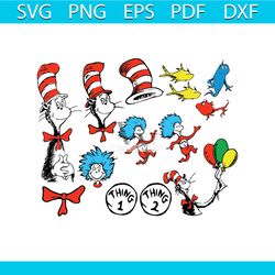 dr seuss bundle svg, dr seuss svg, seuss svg, dr seuss gifts, dr seuss shirt, cat in the hat svg, thing 1 thing 2 svg, d