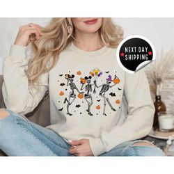 dancing skeleton sweatshirt and hoodie, funny halloween skeleton sweatshirt, halloween party sweatshirt, halloween costu