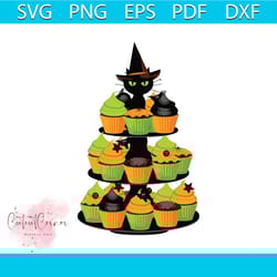 halloween cute black cat cupcake,cupcake svg, cupcake png