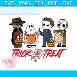 chibi horror movie character trick or treat halloween svg, halloween svg, horror svg, killer svg, cricut, clipart